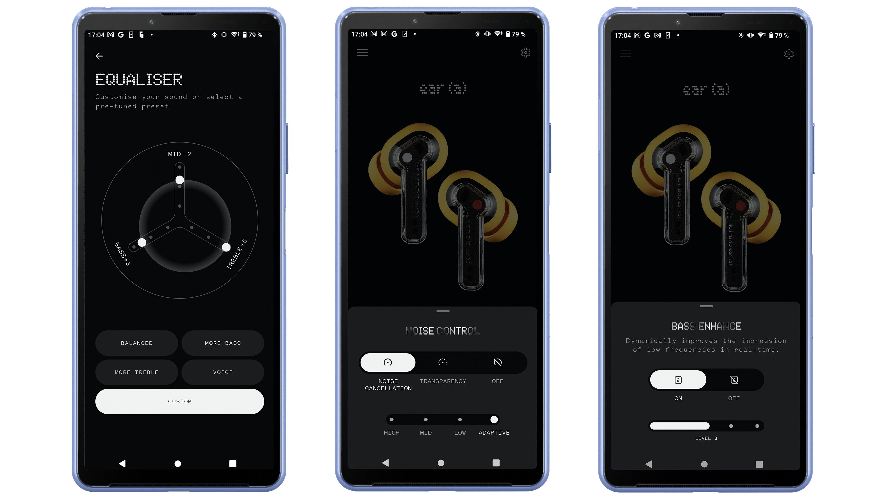 Une capture d'écran des réglages des Nothing Ear (a)
