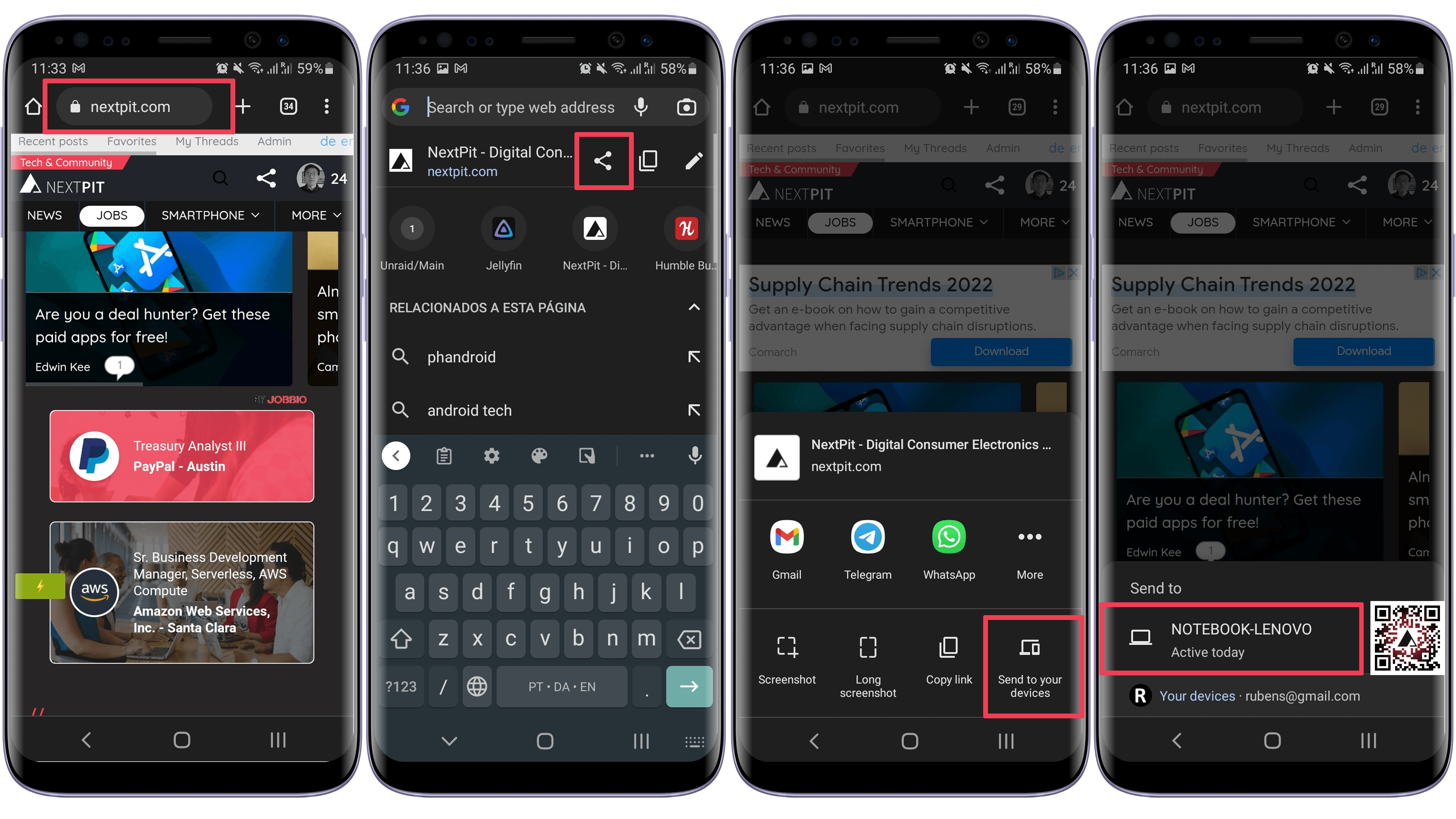 Share Chrome tabs from phone to PC