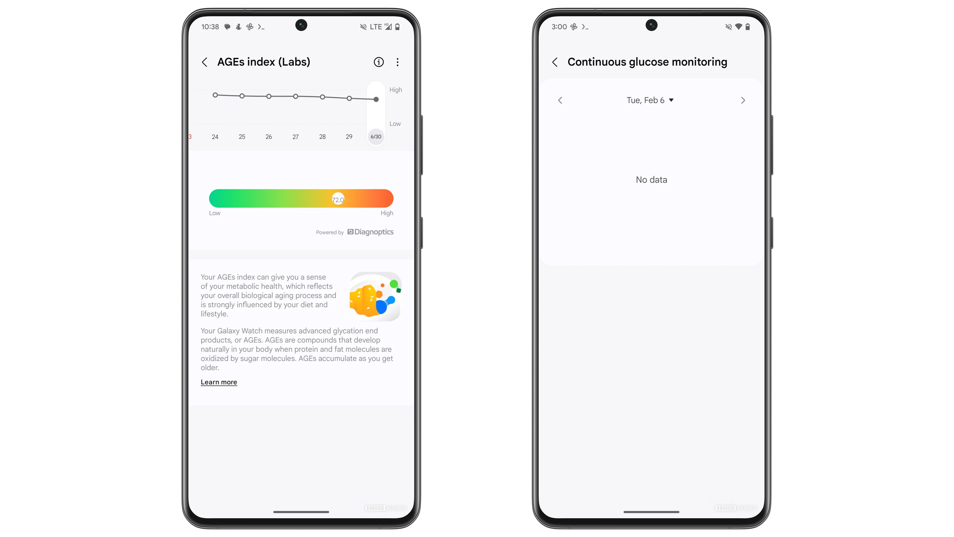 Captures d'écran application Samsung Health