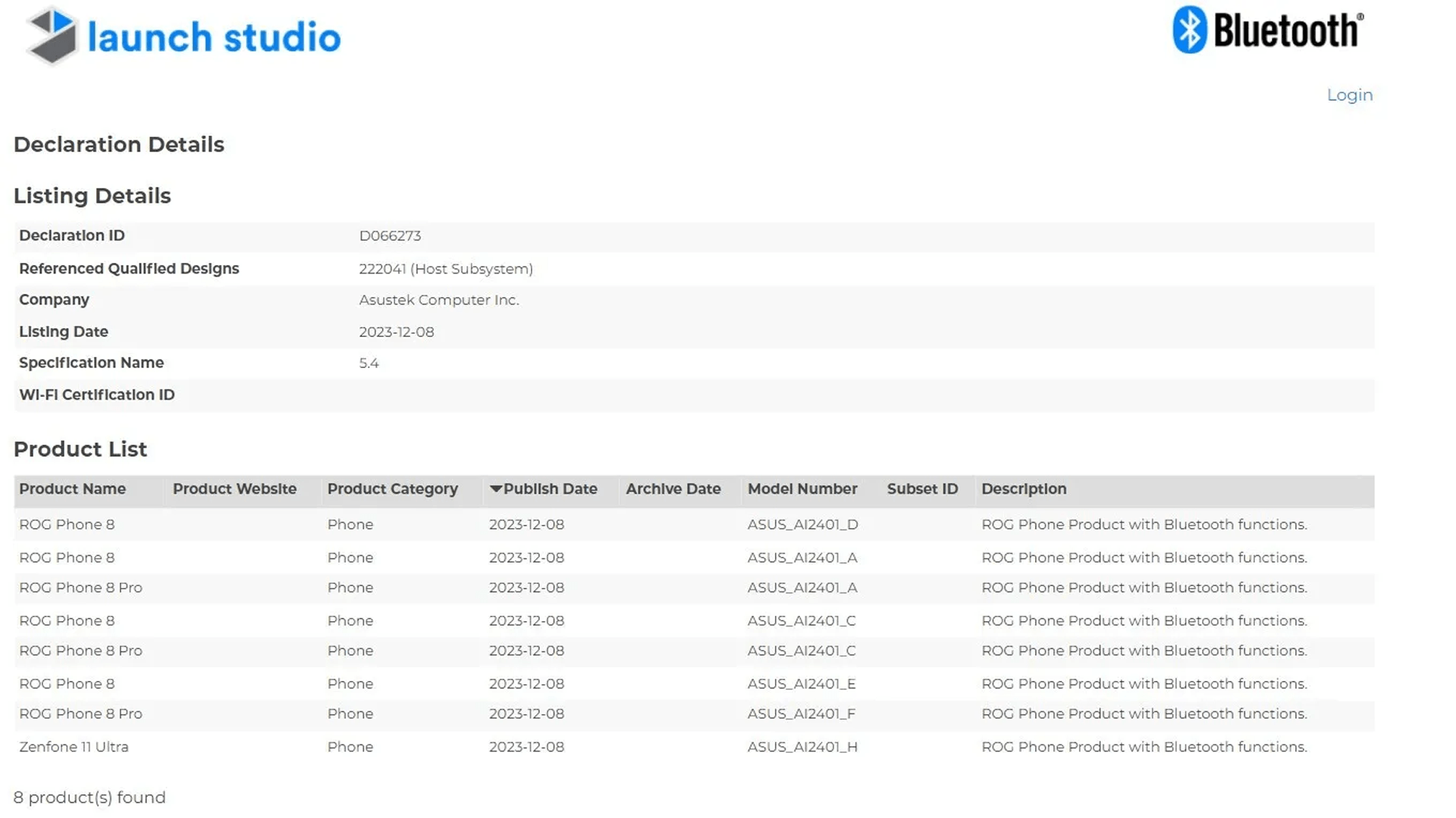 Le Zenfone 11 Ultra et le ROG Phone 8 d'Asus sont certifiés par Bluetooth SIG / © Bluetooth SIG / My Smart Price