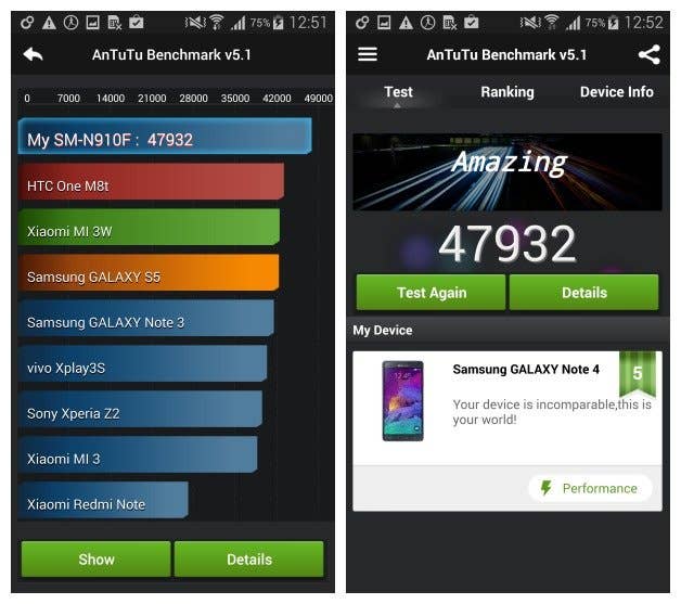 AndroidPIT Galaxy Note 4 benchmark