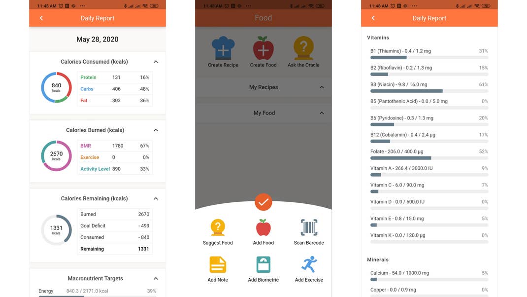 AndroidPIT cronometer screenshots
