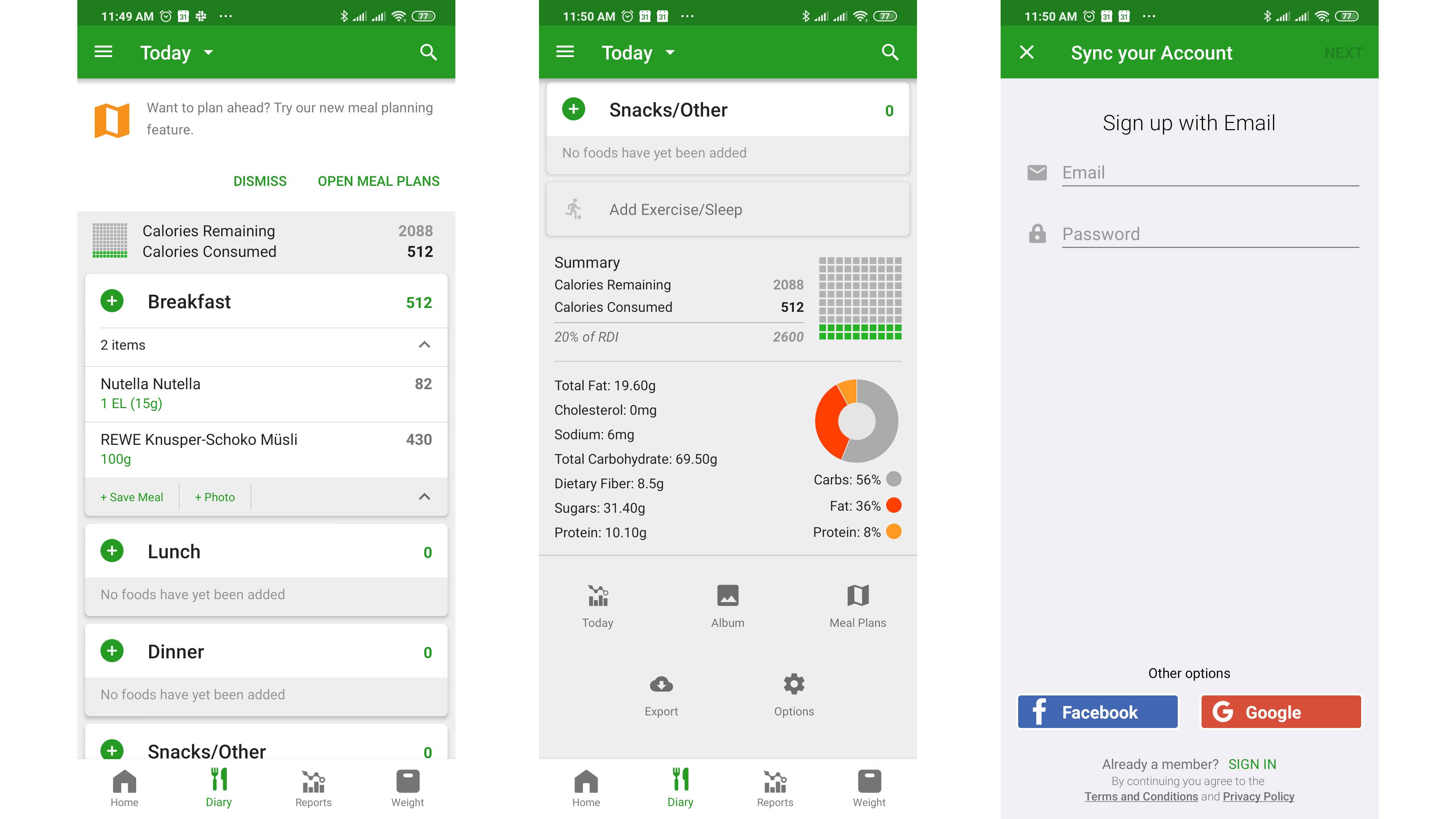 AndroidPIT fatsecret screenshots