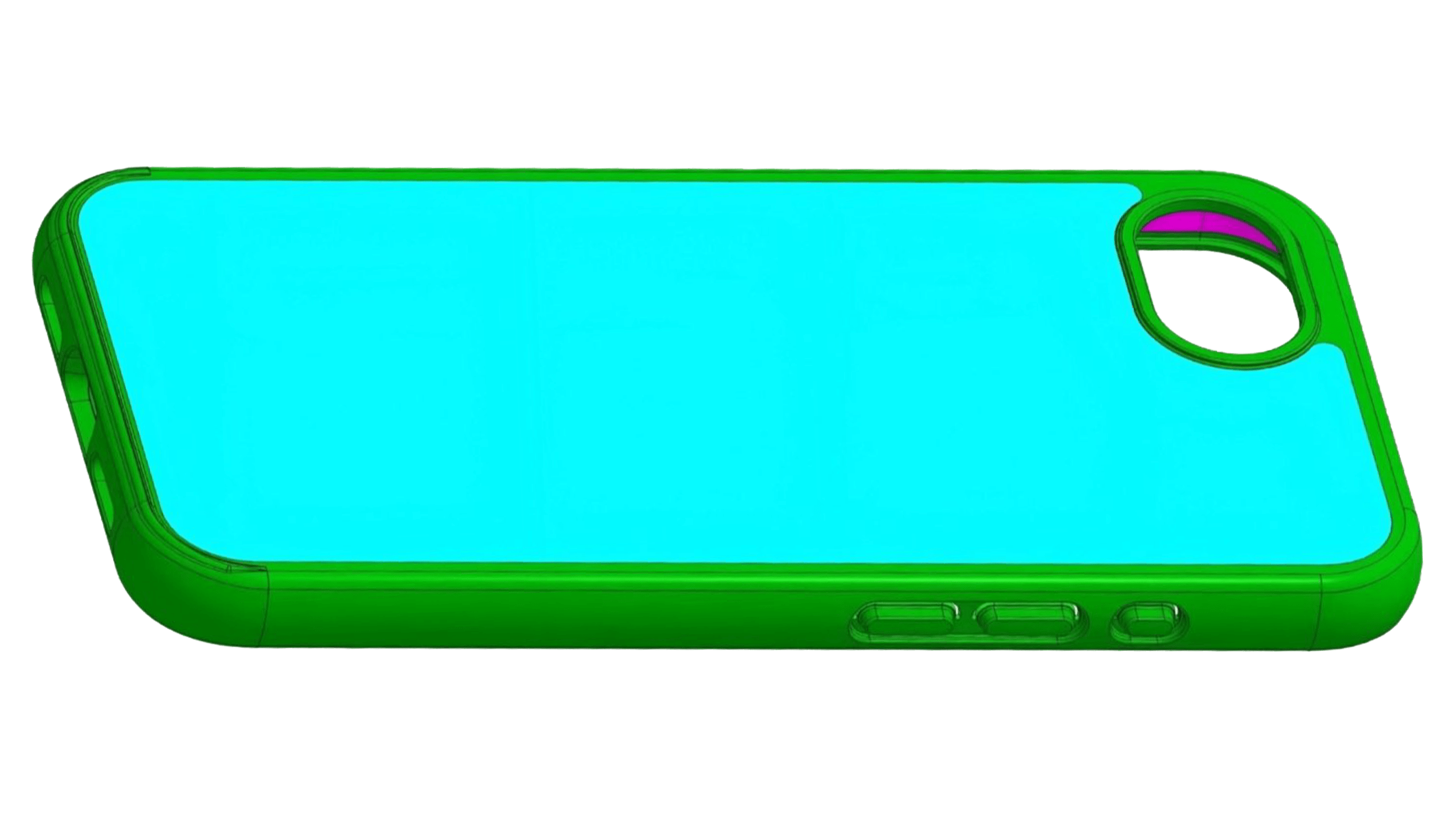 Coque de téléphone verte et bleue pour Apple iPhone 16E, présentant un design élégant.