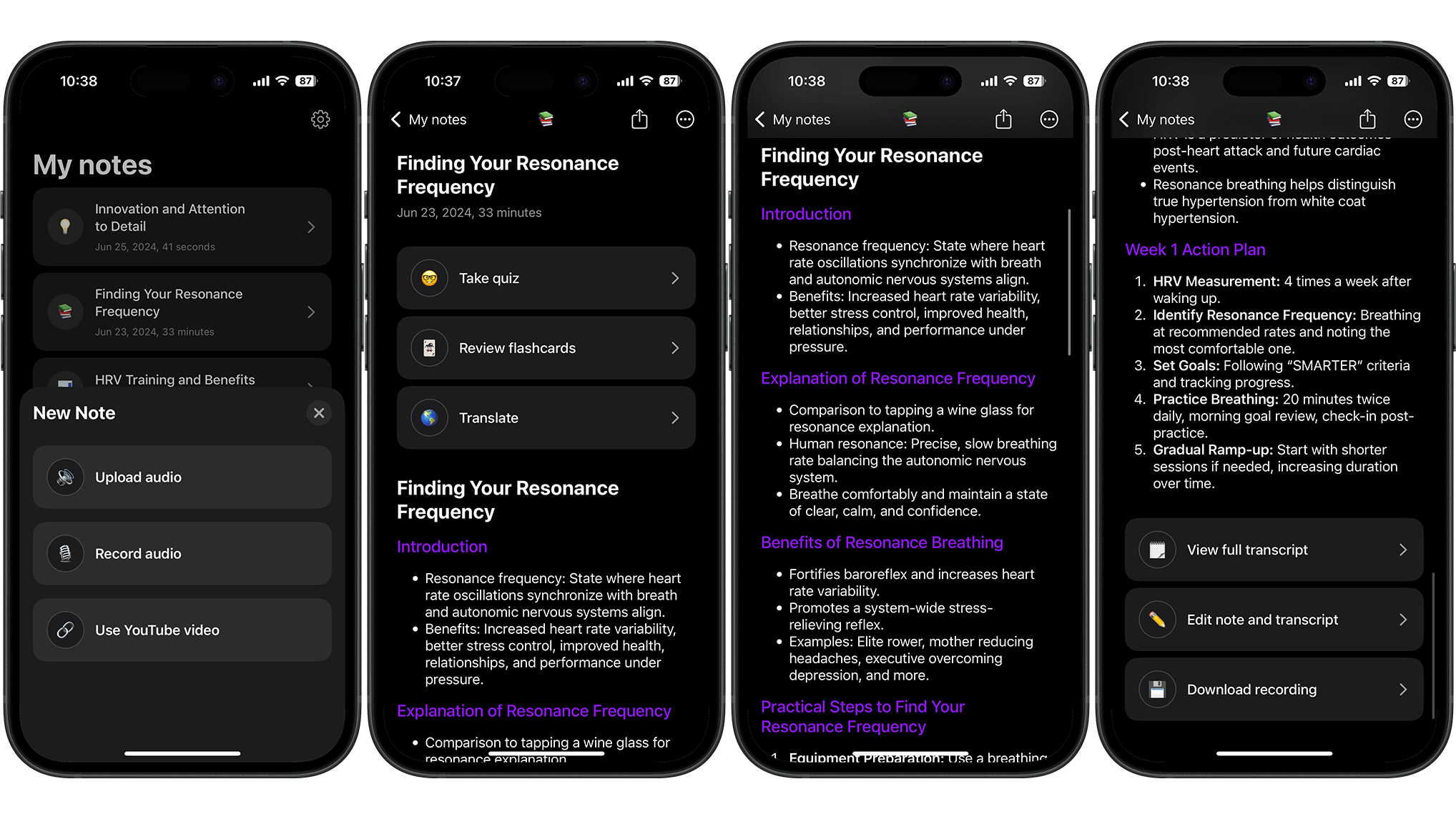 Captures d'écran de l'application Coconote.