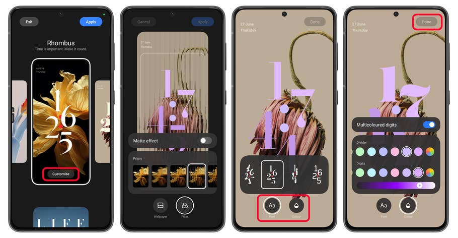 Capture du0027écran de Xiaomi HyperOS montrant les différents styles du0027écran de verrouillage