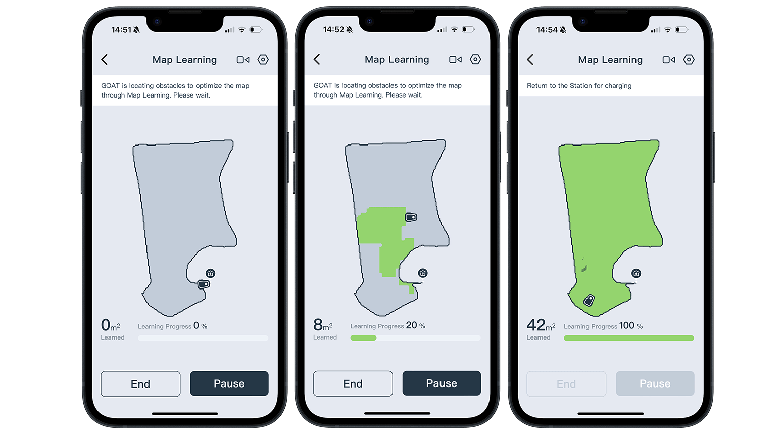 Une capture d'écran de l'application Ecovacs