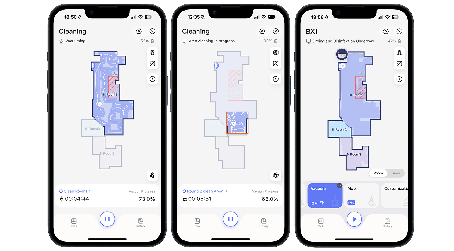 Captures d'écran application Narwal