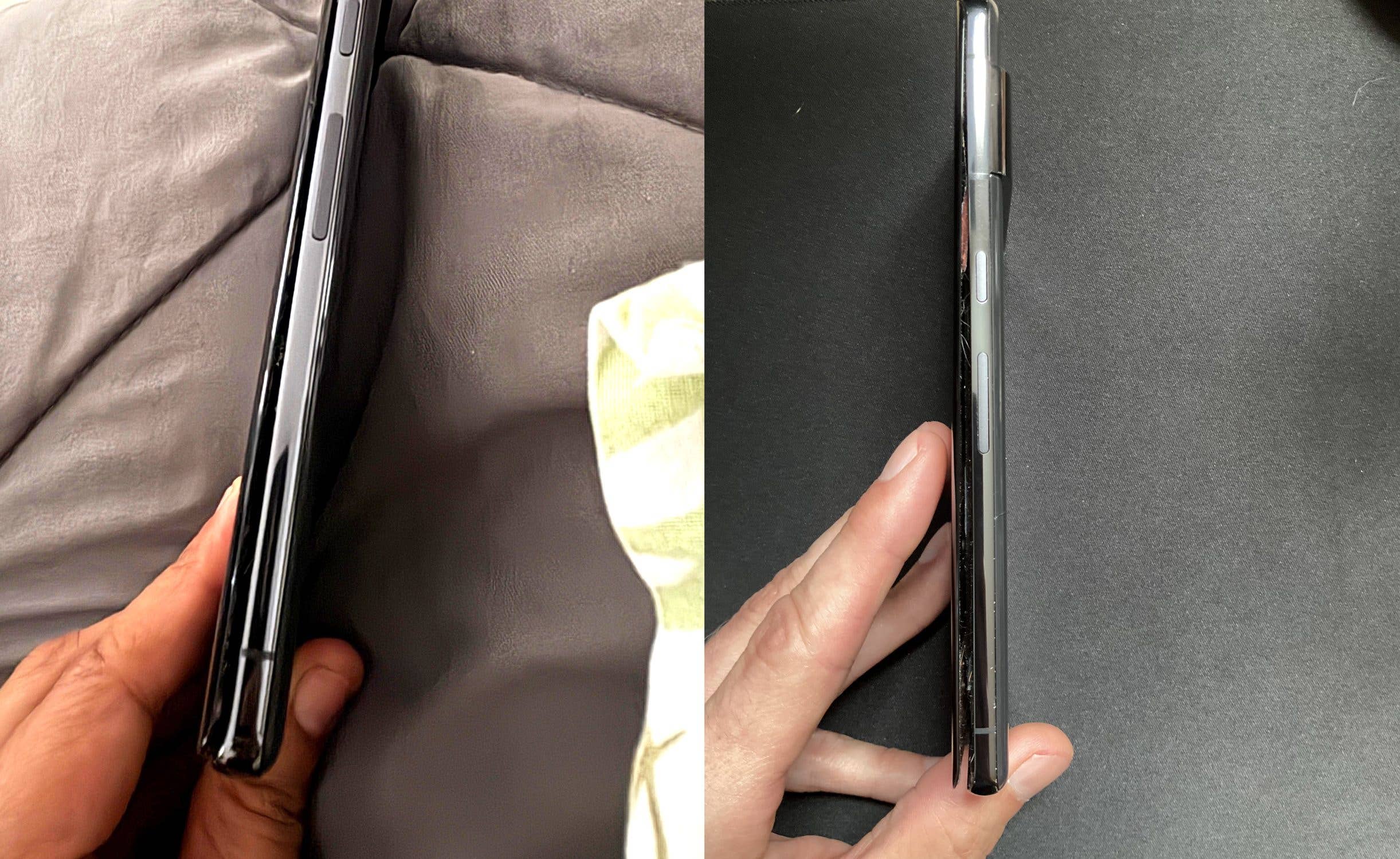 Deux smartphones Google Pixel 7 Pro montrés sur le côté, mettant en valeur leurs profils fins.