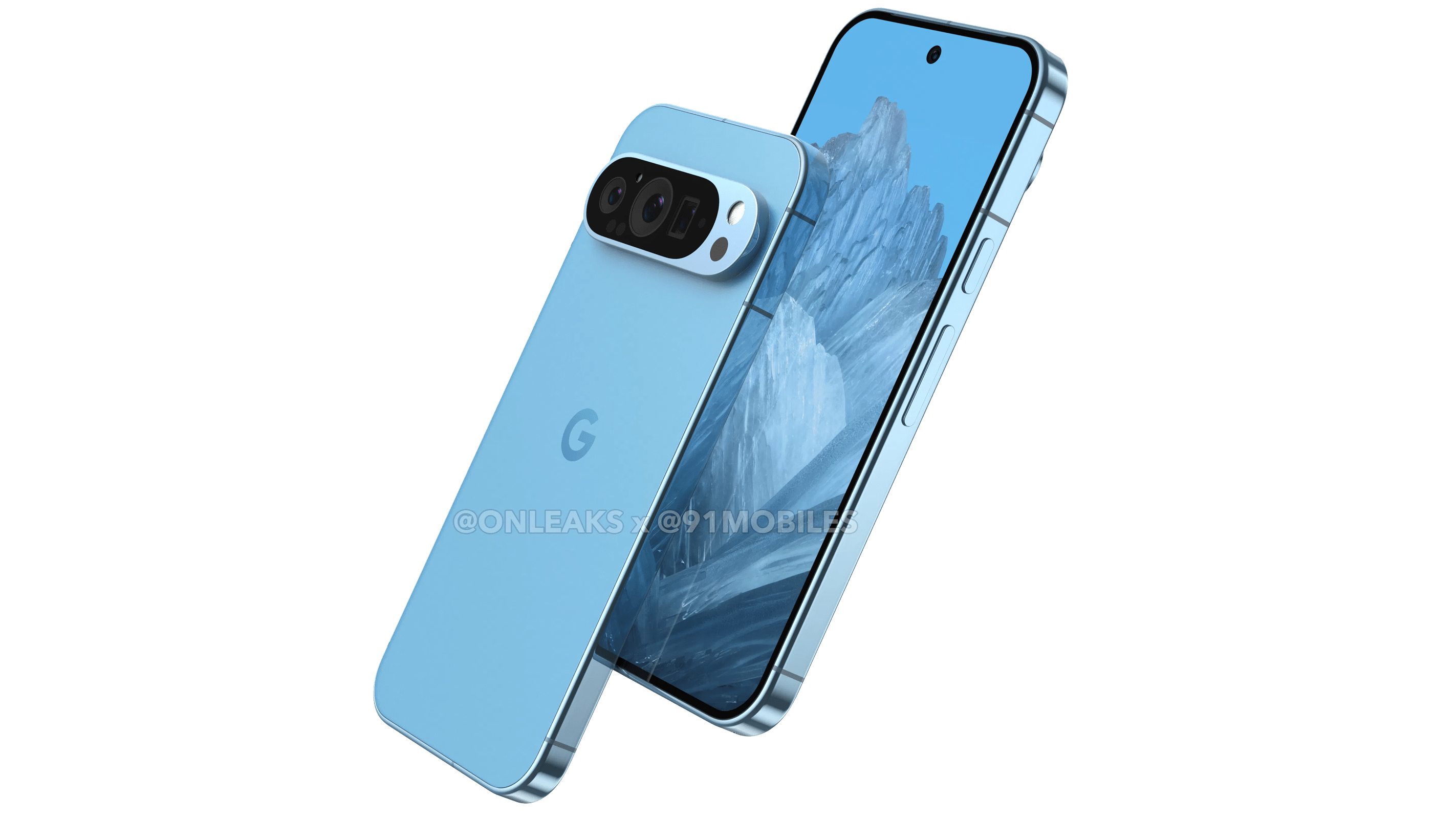 Les Google Pixel 9 gagnent un nouveau téléobjectif et un capteur de température / © OnLeaks / 91Mobiles.