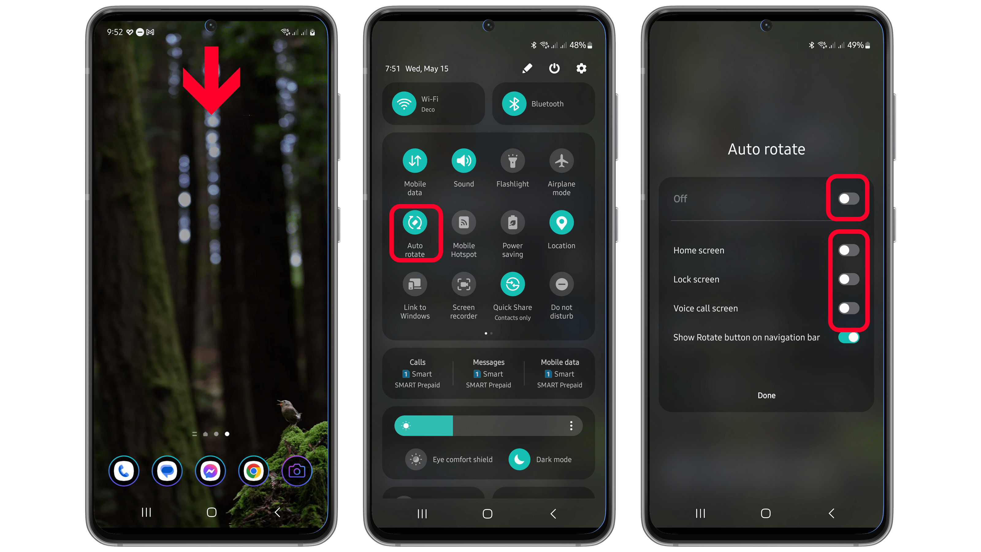 Comment faire pivoter automatiquement l'écran de verrouillage et l'écran d'accueil sur Samsung Galaxy ?