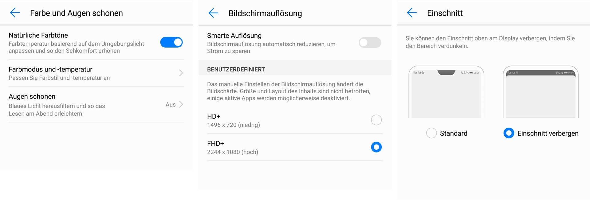 Huawei P20 Display Einstellungen
