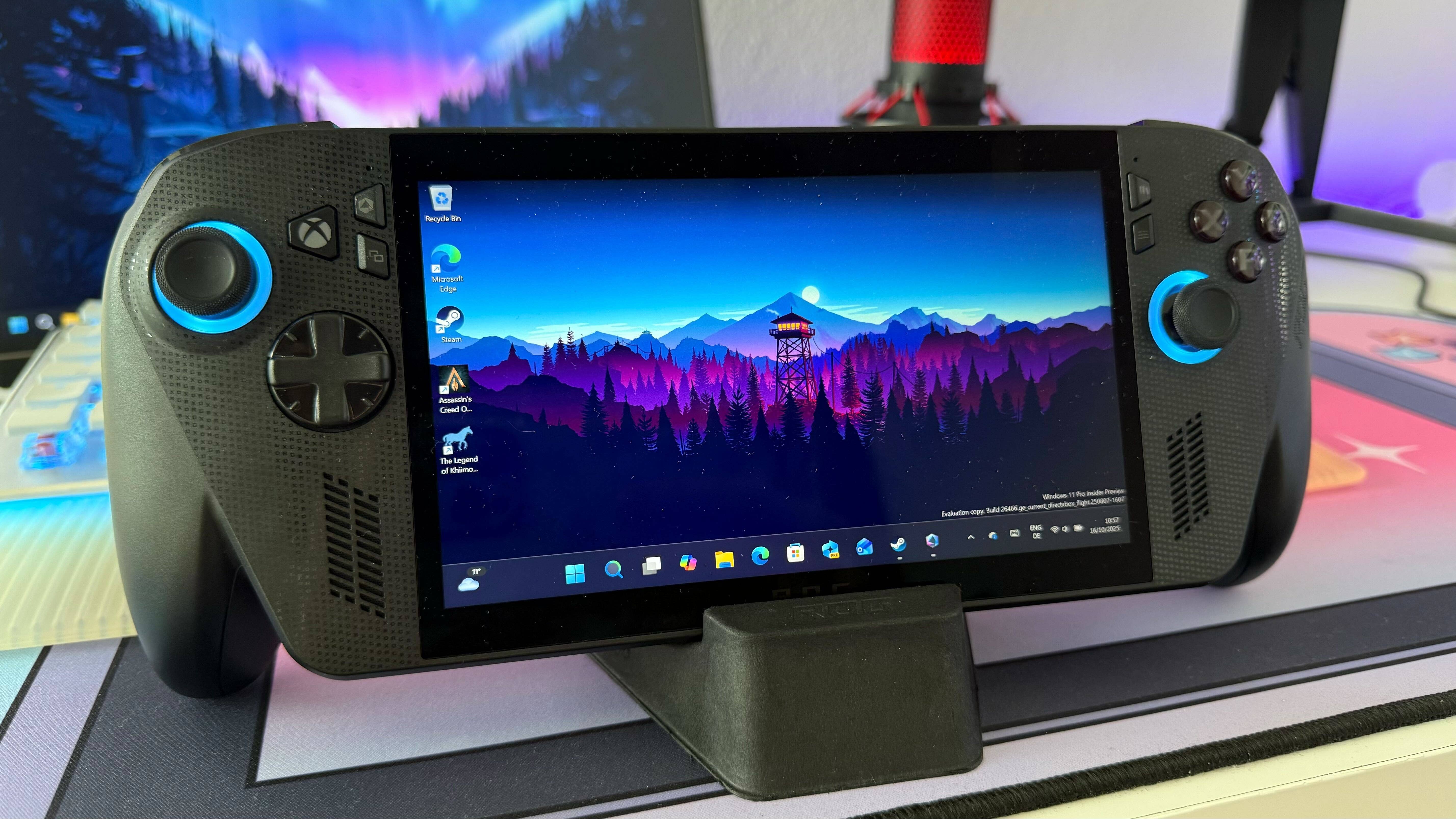 La ROG Xbox Ally X sur son support.