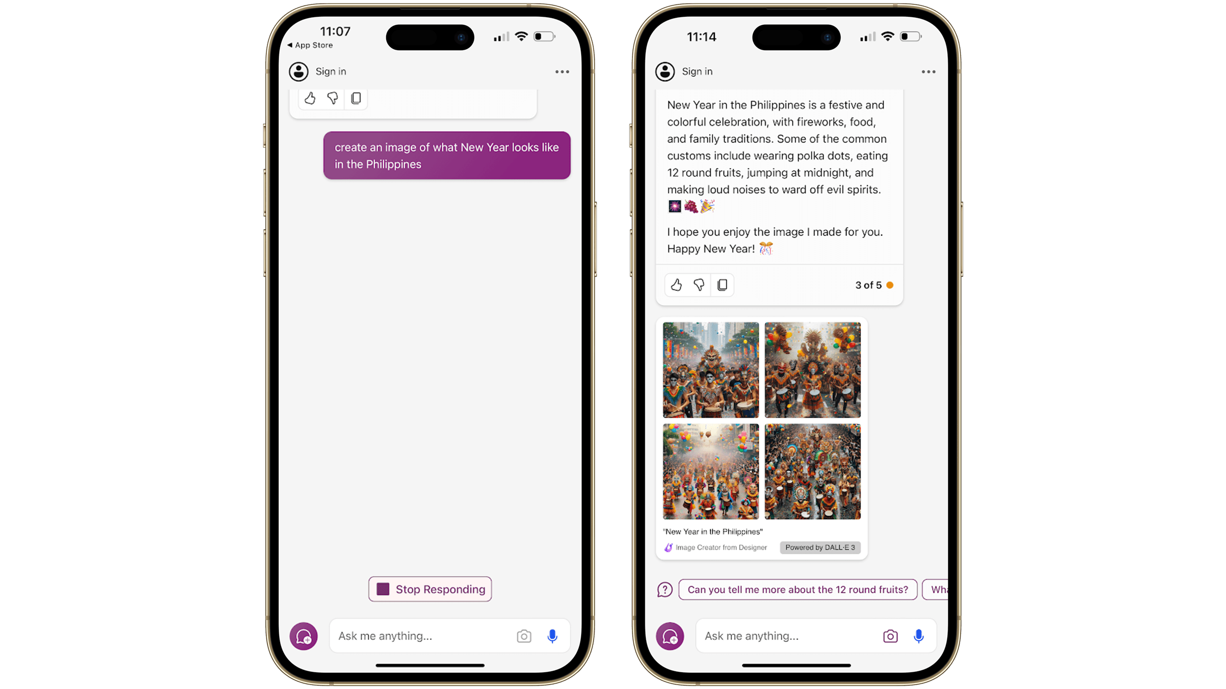 Microsoft Copilot pour iPhone permet de générer des images à partir de textes grâce à DALL-E3. / © nextpit