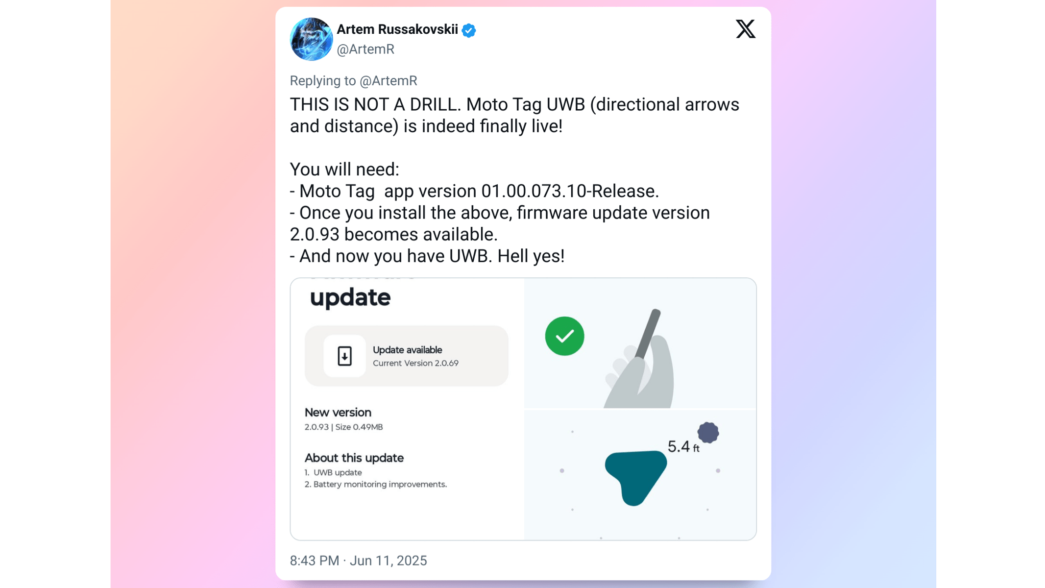 Motorola met à jour le Moto Tag pour permettre l'utilisation de la fonction UWB.