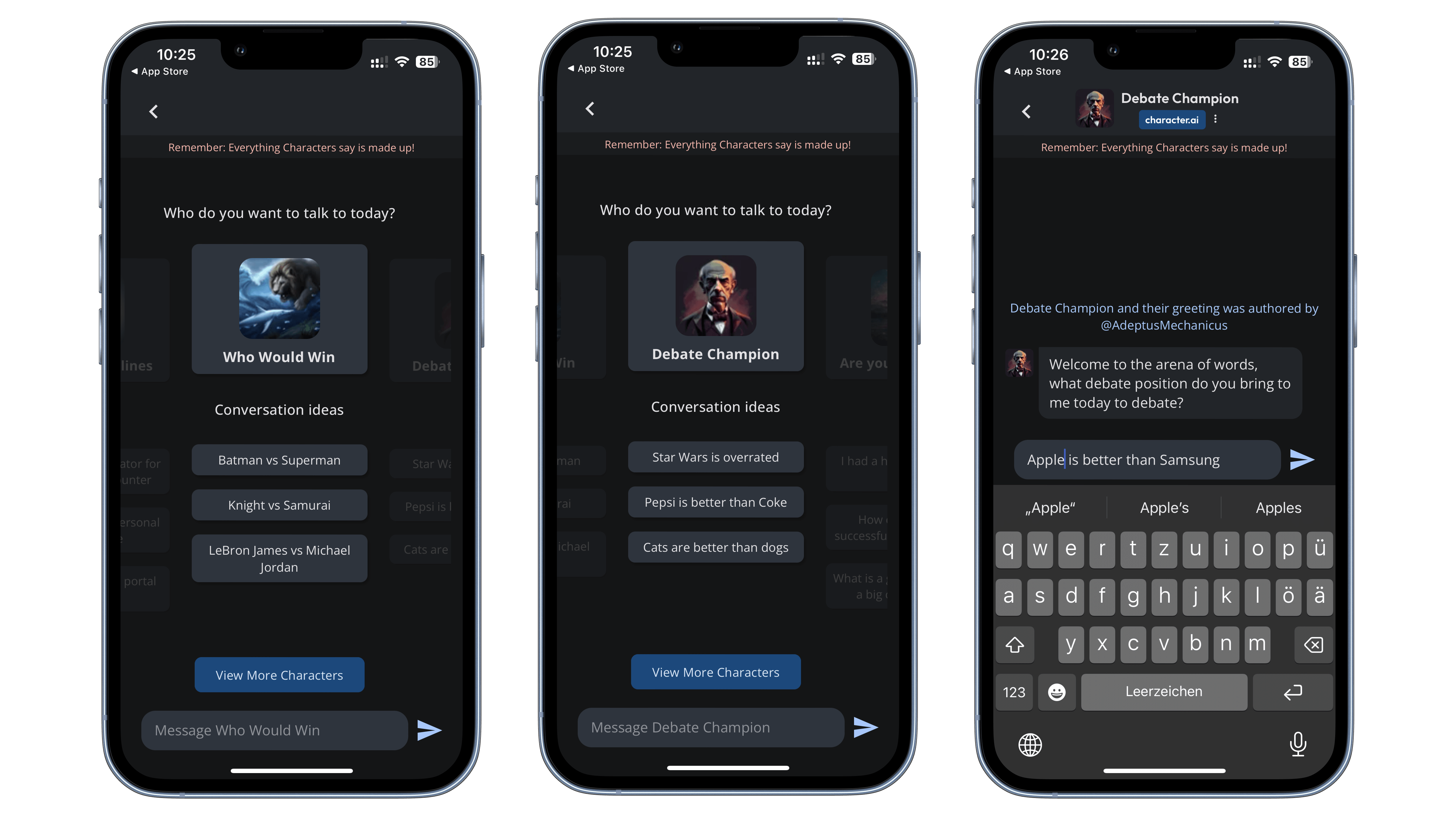 character ia Captures d'écran