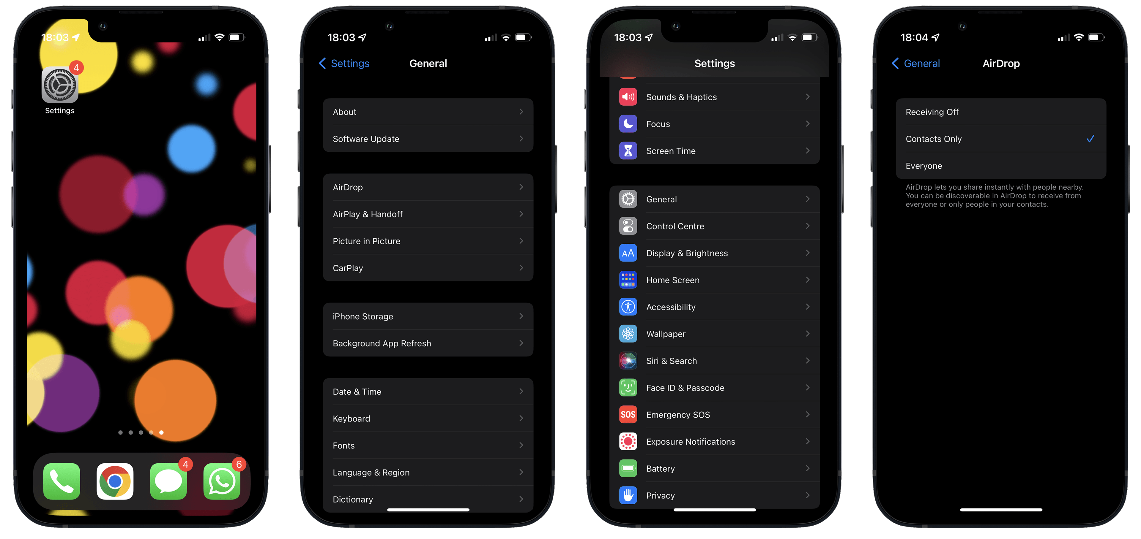 Screenshots der Airdrop-Einstellungen
