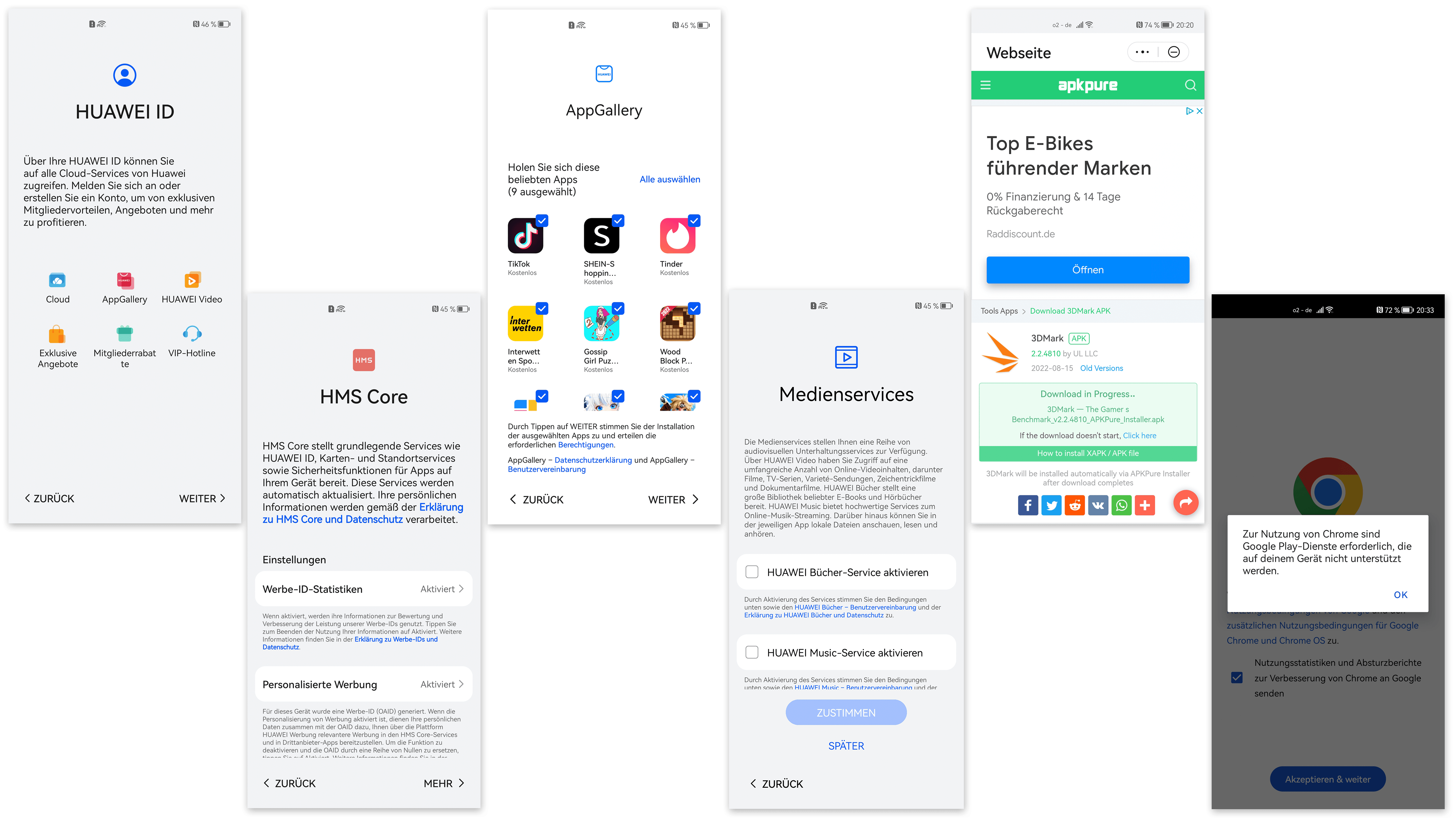 Unterschiedliche Einstellungen führen den Erstnutzer durch viele Menüs.