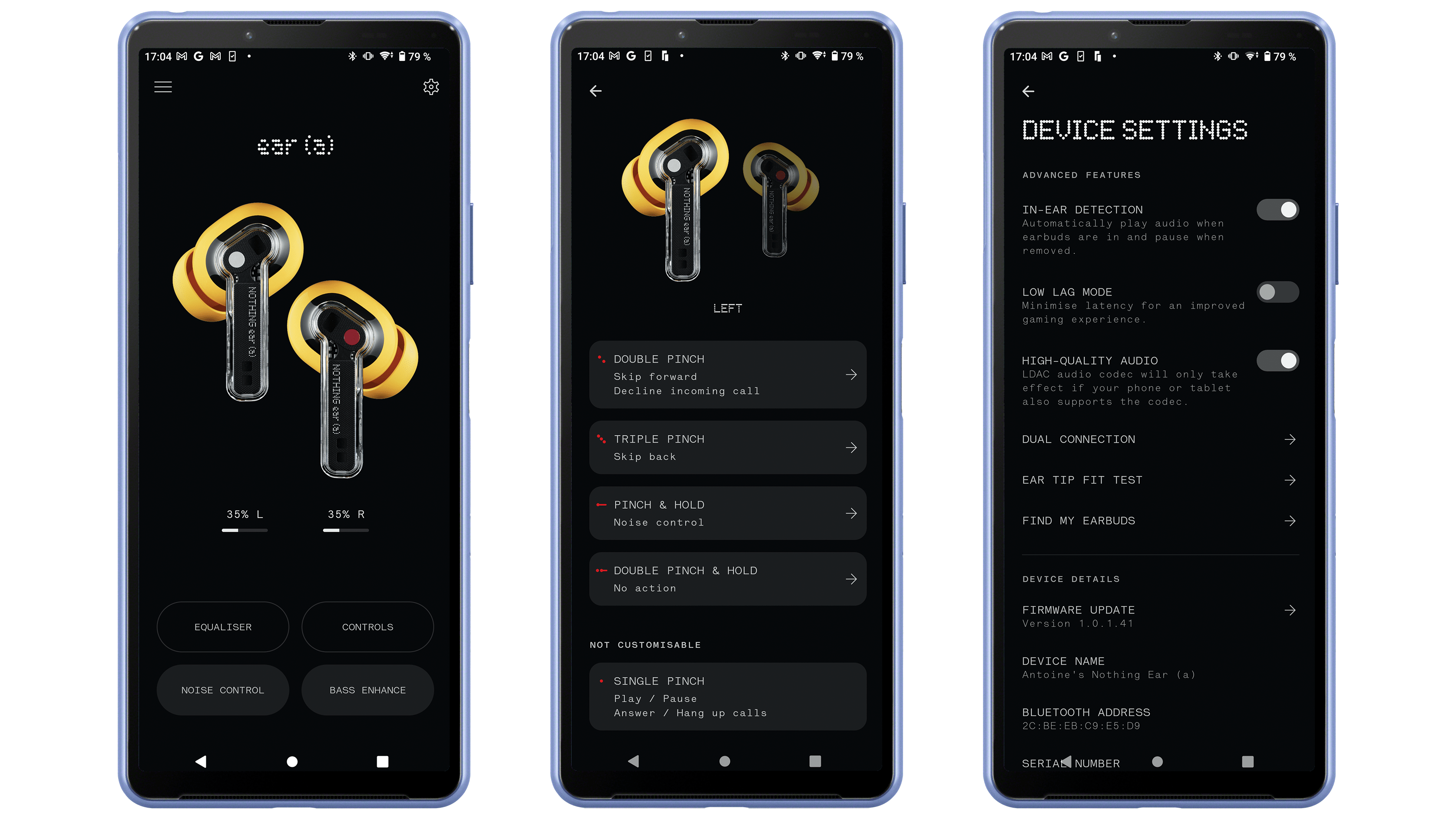 Une capture d'écran de l'application Nothing