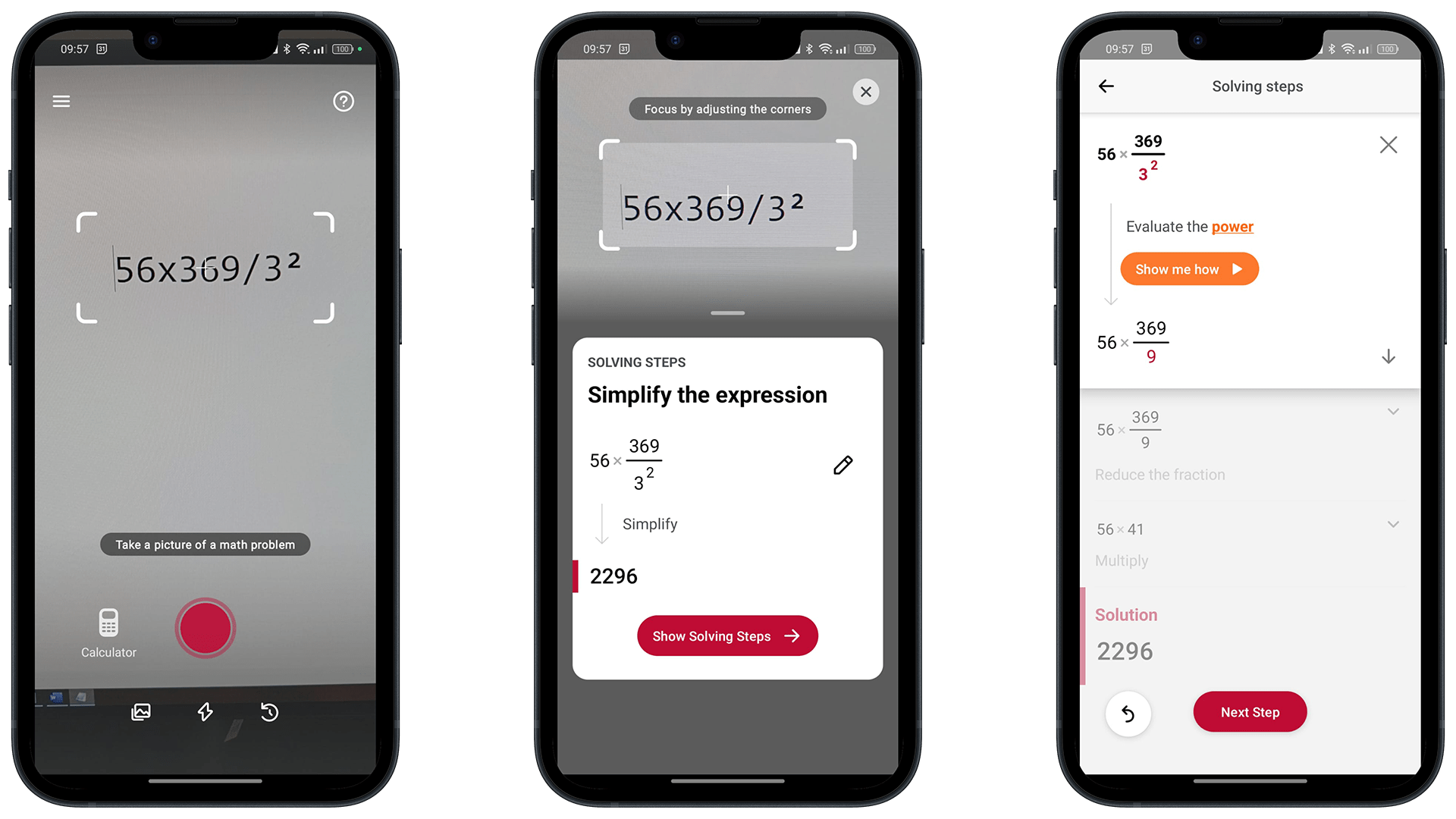 Captures d'écran Photomath