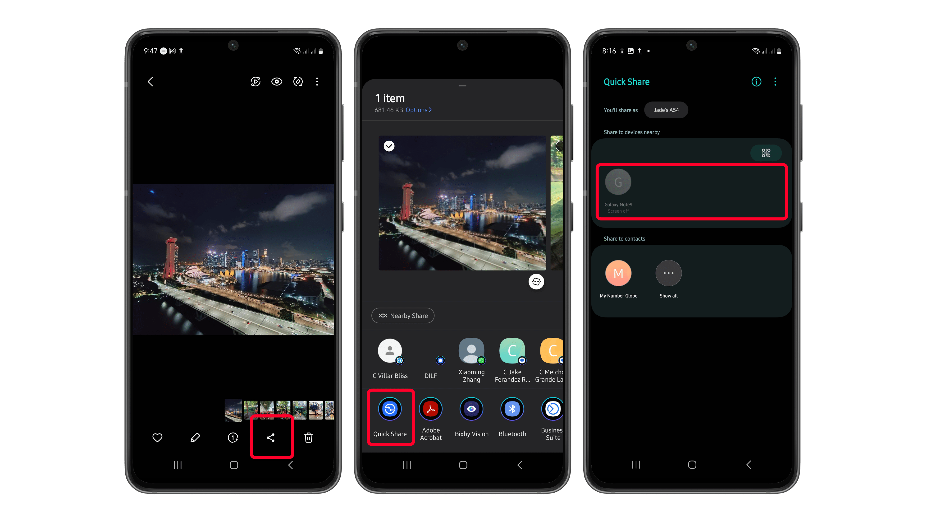 Captures d'écran Quick Share
