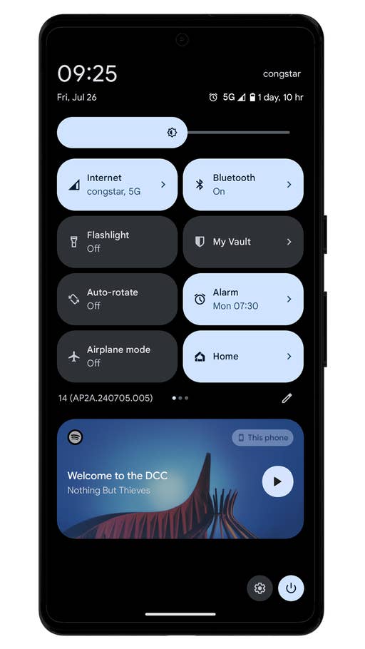 Panneau de configuration rapide sur Android 14