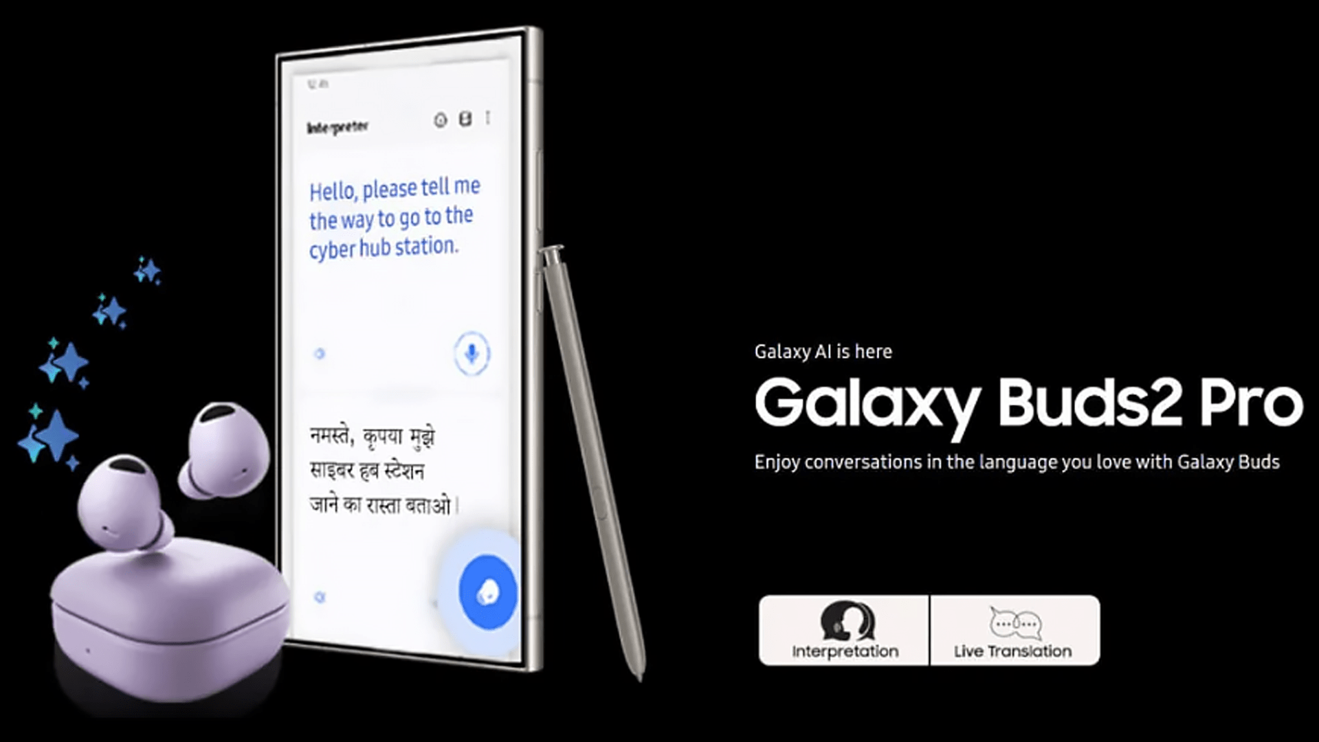 Samsung activera la traduction et l'interprétation en direct de Galaxy AI sur les Galaxy Buds 2 Pro et Galaxy Buds 2 via une mise à jour OTA. / © Samsung