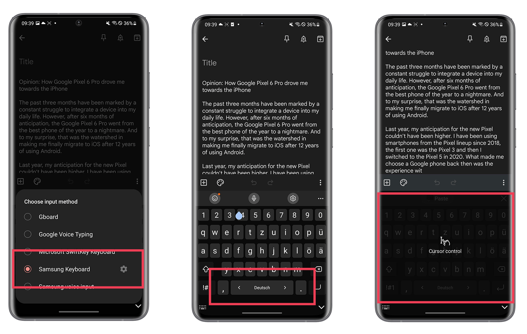 Samsung Galaxy devices keyboard trackpad