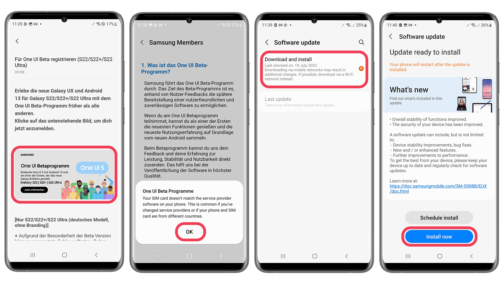 One UI 5 Beta installation tutorial for Galaxy S22 devices