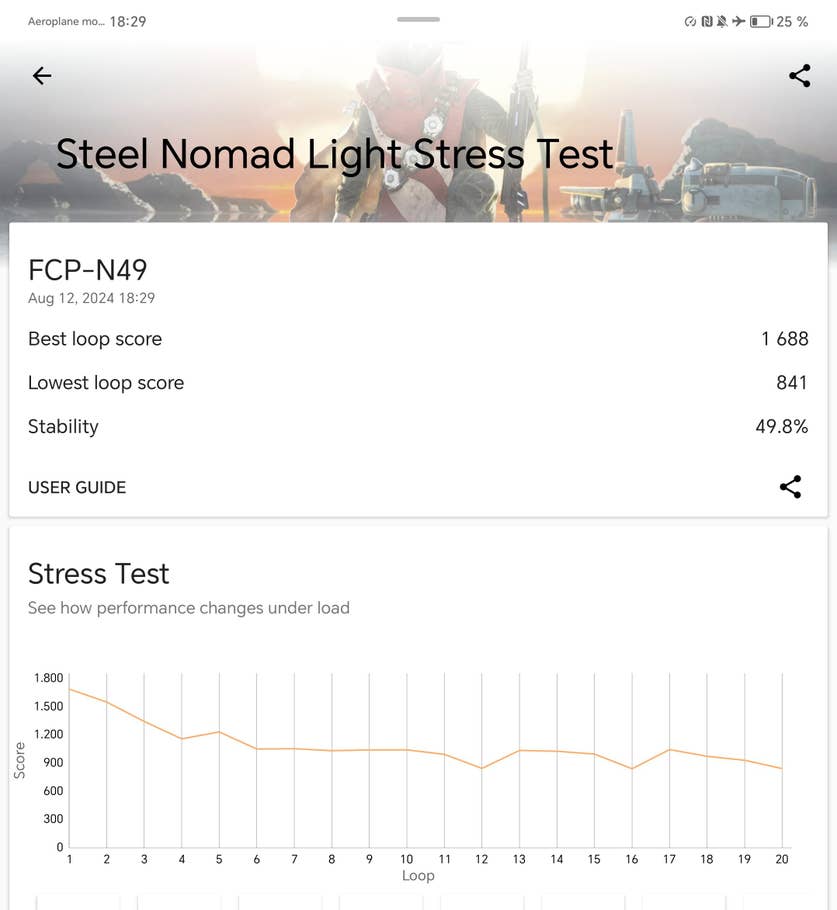 Capture du0027écran du Honor Magic V3 montrant le résultat du benchmark 3D Mark