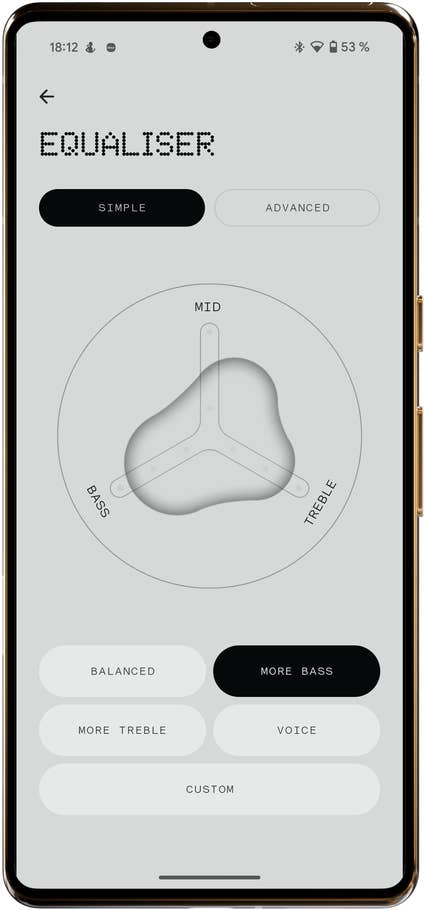 Interface de lu0027application égaliseur montrant les réglages du0027égalisation.