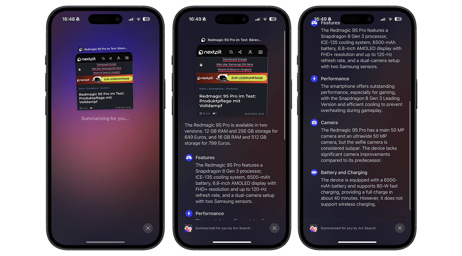 Avec Arc Browser, vous pouvez résumer rapidement nos tests excessivement longs