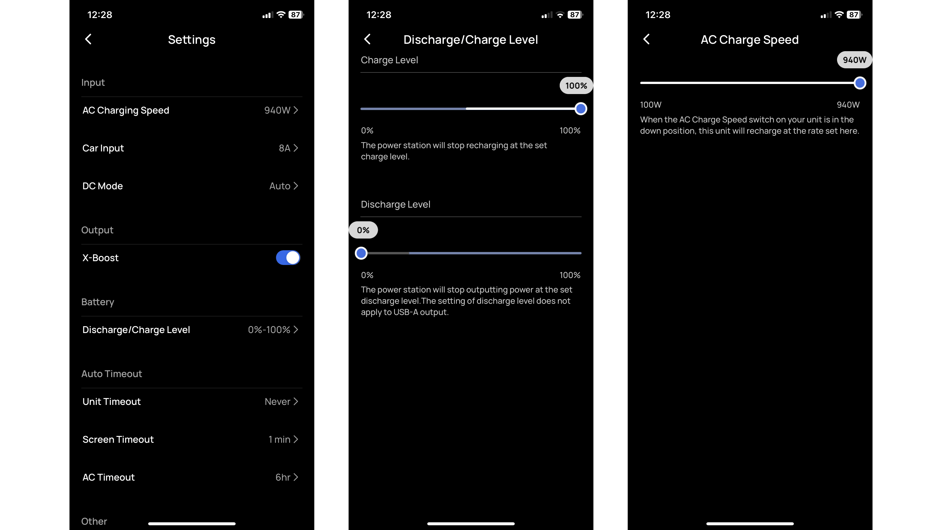 EcoFlow-App Einstellungsmöglichkeiten
