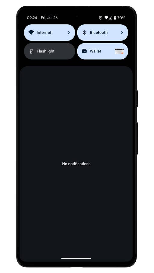 Panneau de configuration rapide sur Android 14
