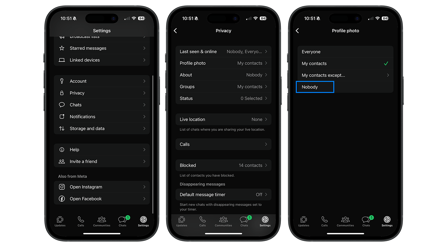 Comment masquer votre photo de profil WhatsApp