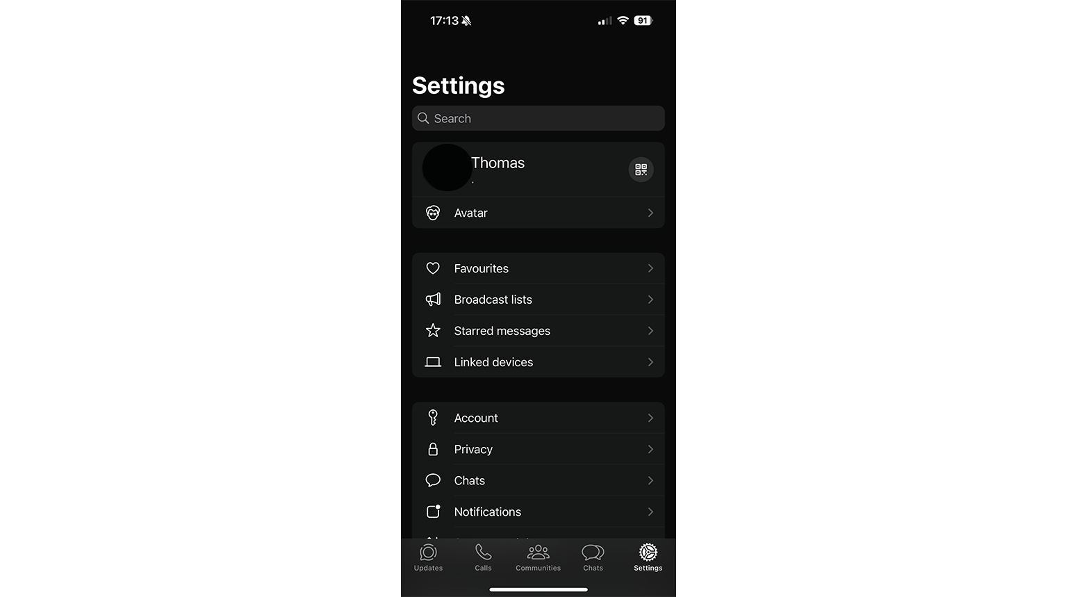 Vous trouverez le code QR à côté de votre photo de profil