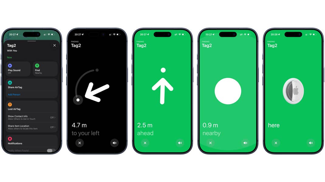 The "Find My?" app on iPhone gives you access to your AirTags