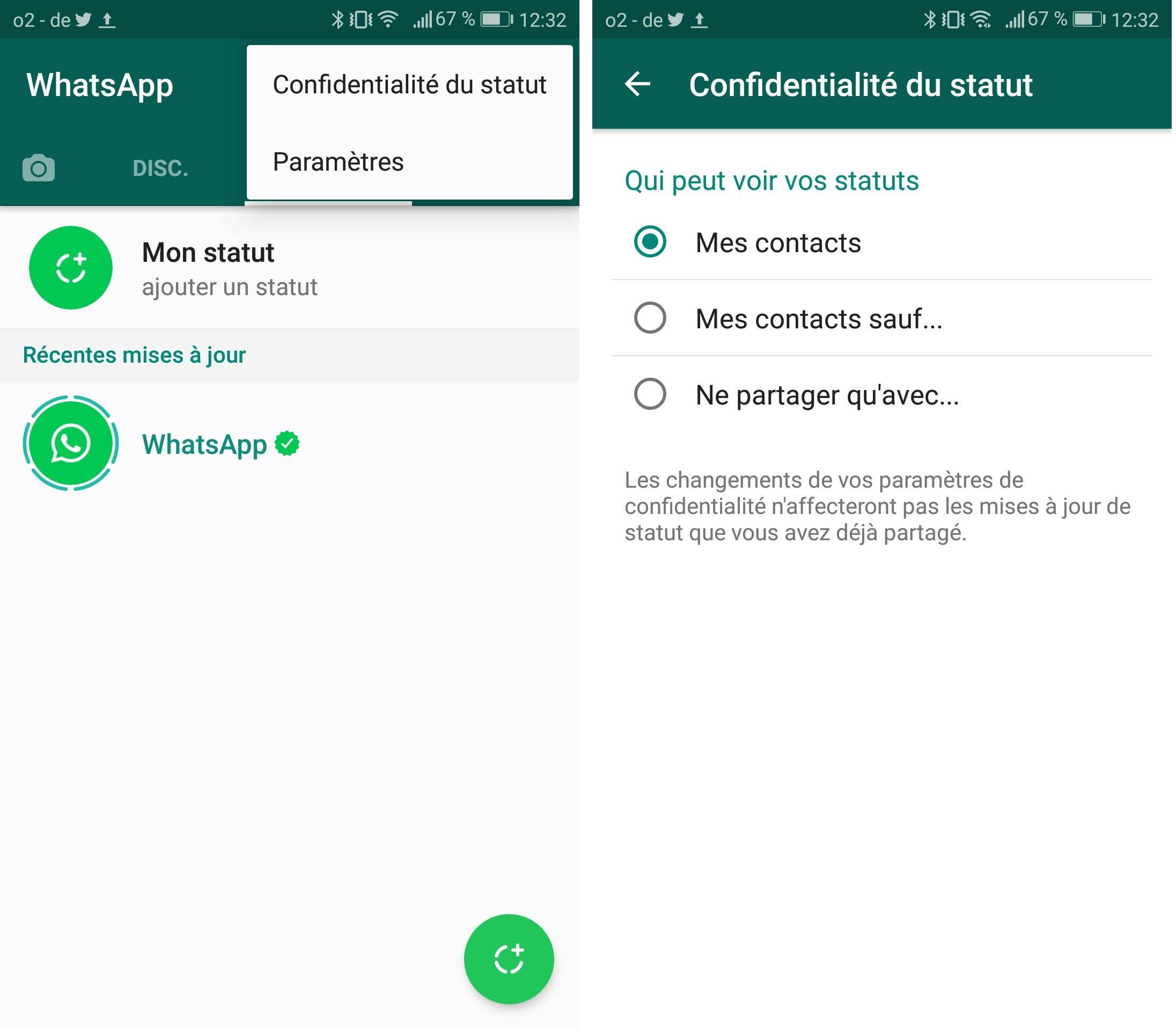 androidpit FR confidnetialite statut whatsapp