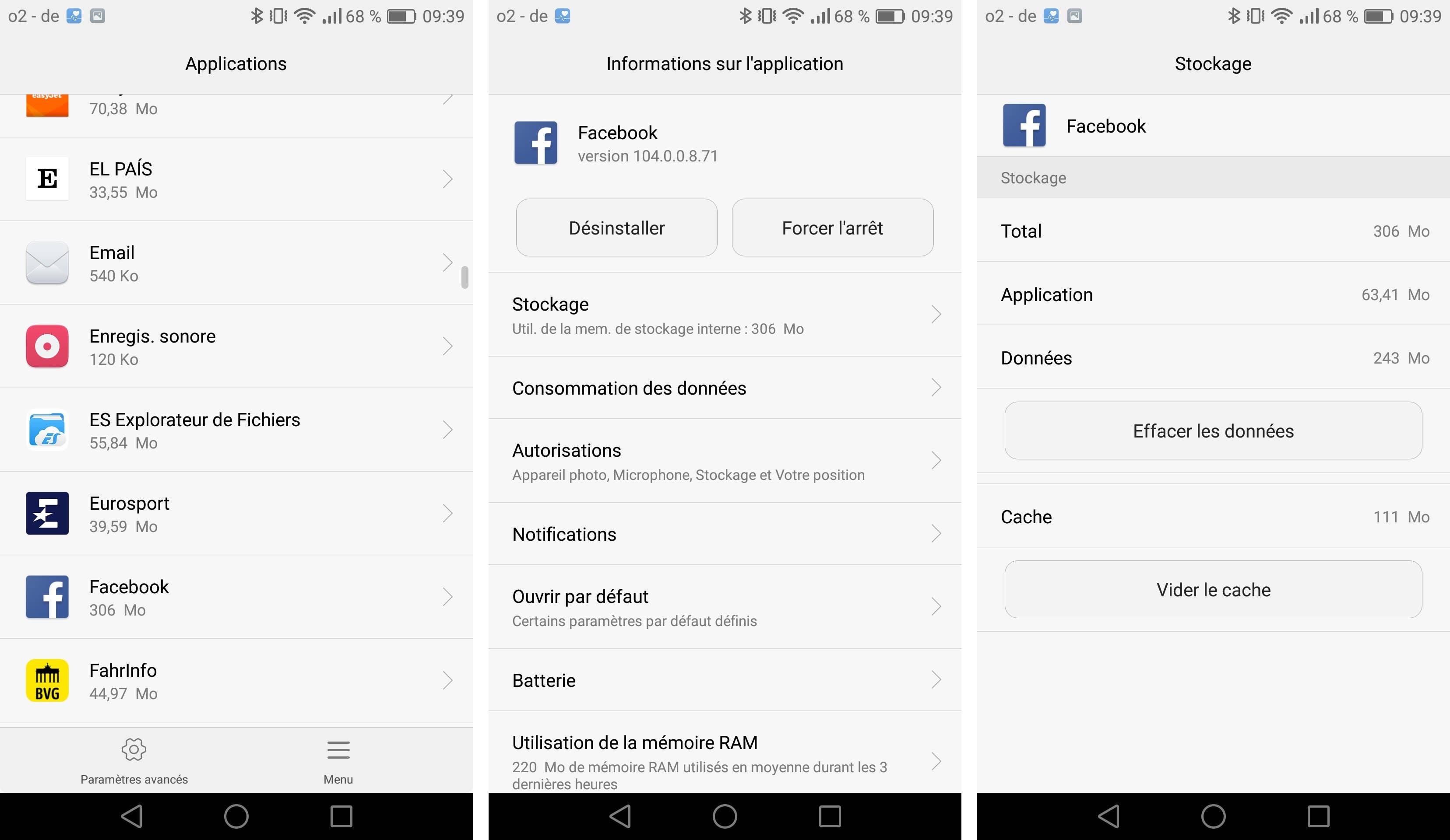 androidpit FR vider cache honor8