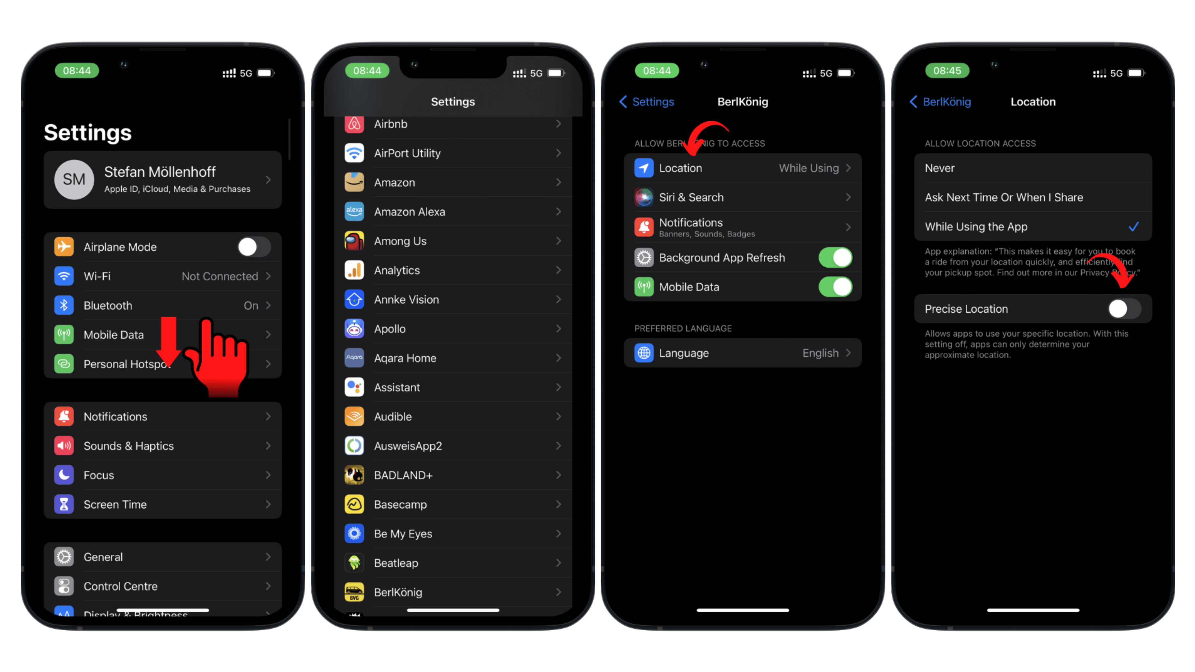 Retirer acces position precise application iOS