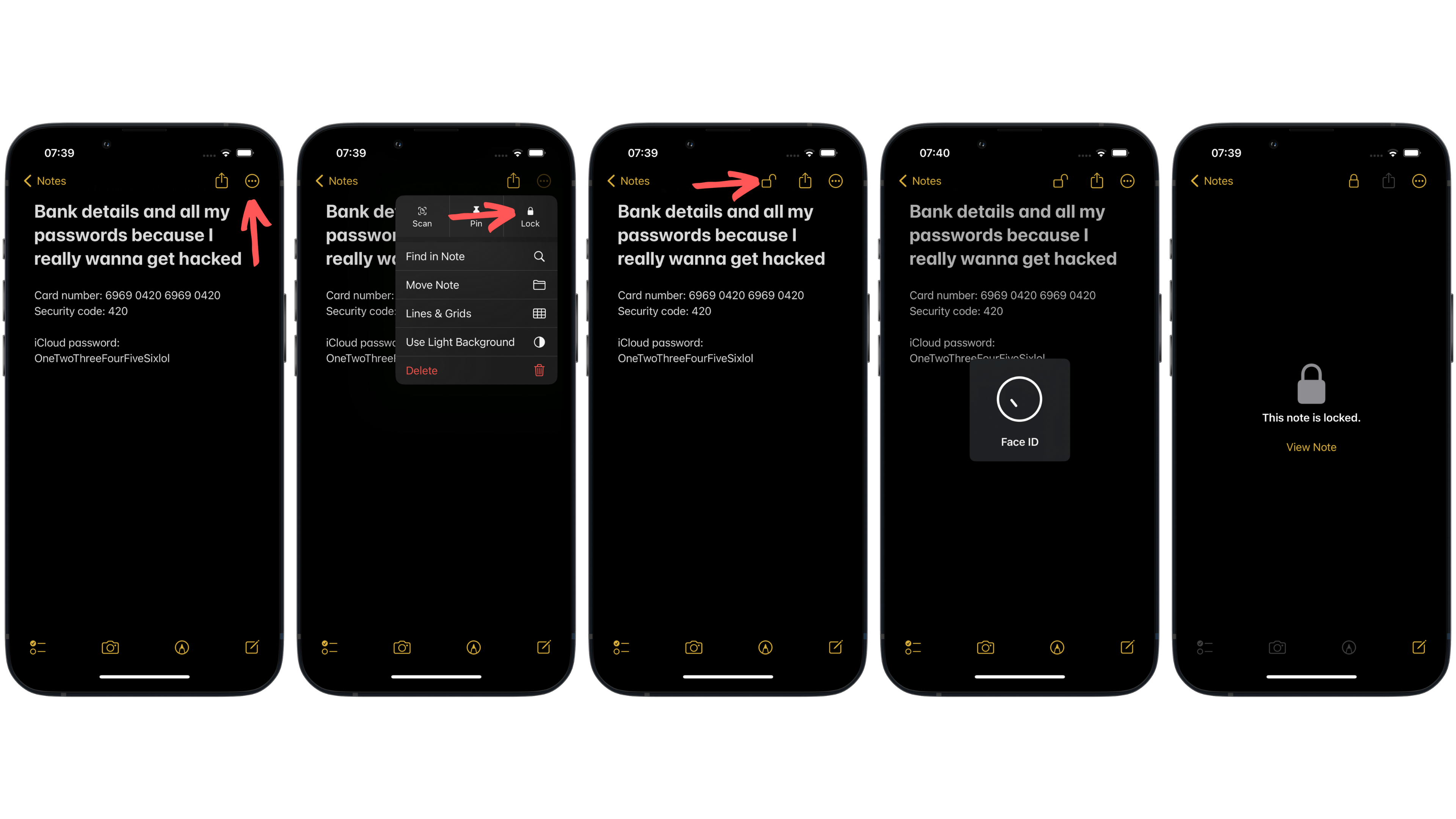 Astuces iOS 16 verrouiller notes