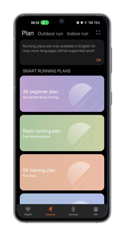 Captures du0027écran de lu0027application Huawei Health sur Android