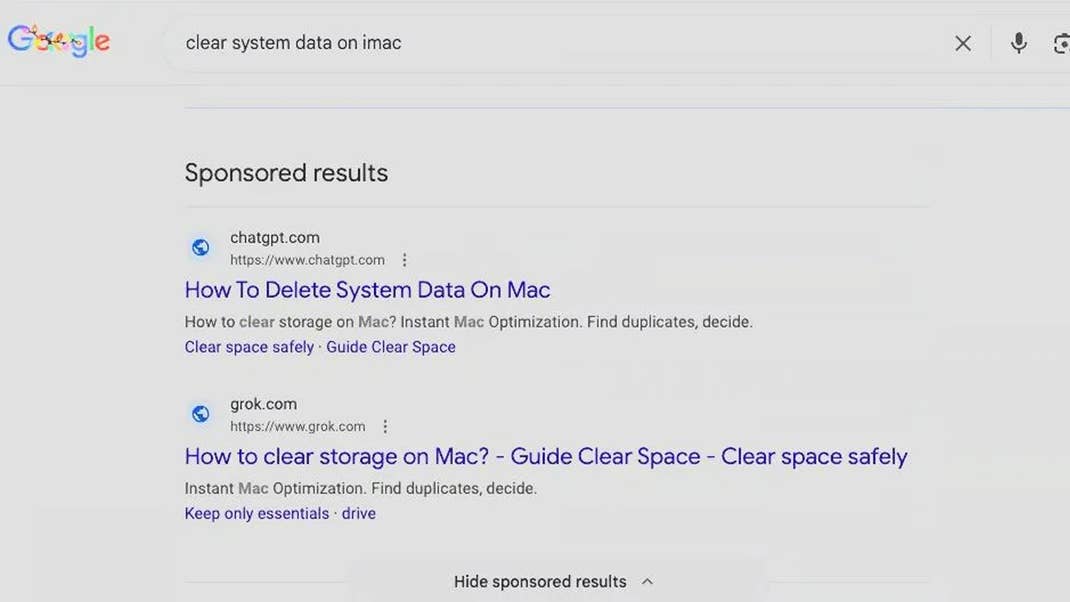 Google Search results showing links to ChatGPT and Grok