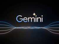 Logo de Google Gemini avec des lignes dynamiques sur fond sombre.