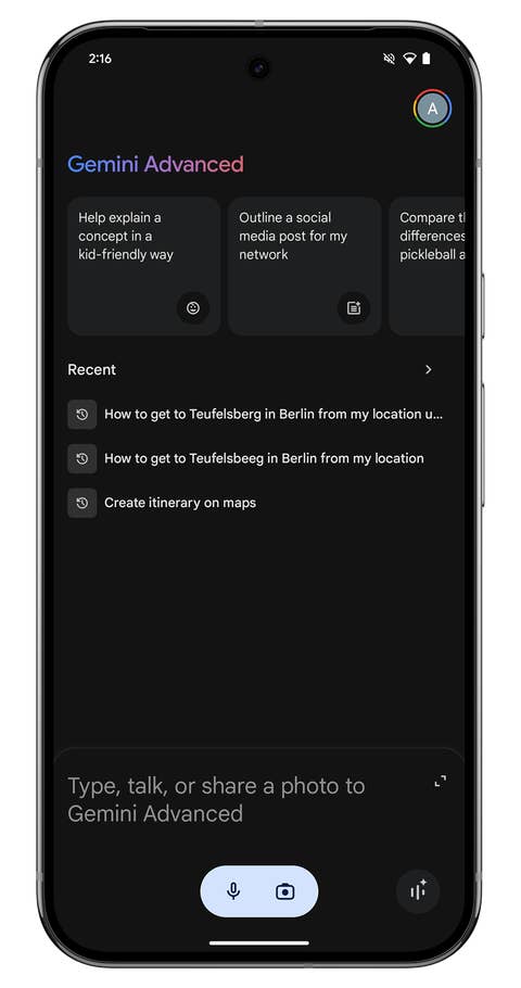 Capture du0027écran de lu0027interface de Google Gemini Nano sur le Google Pixel 9 Pro XL.