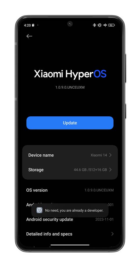 Une capture du0027écran montrant comment activer les options développeur dans les paramètres du0027Android