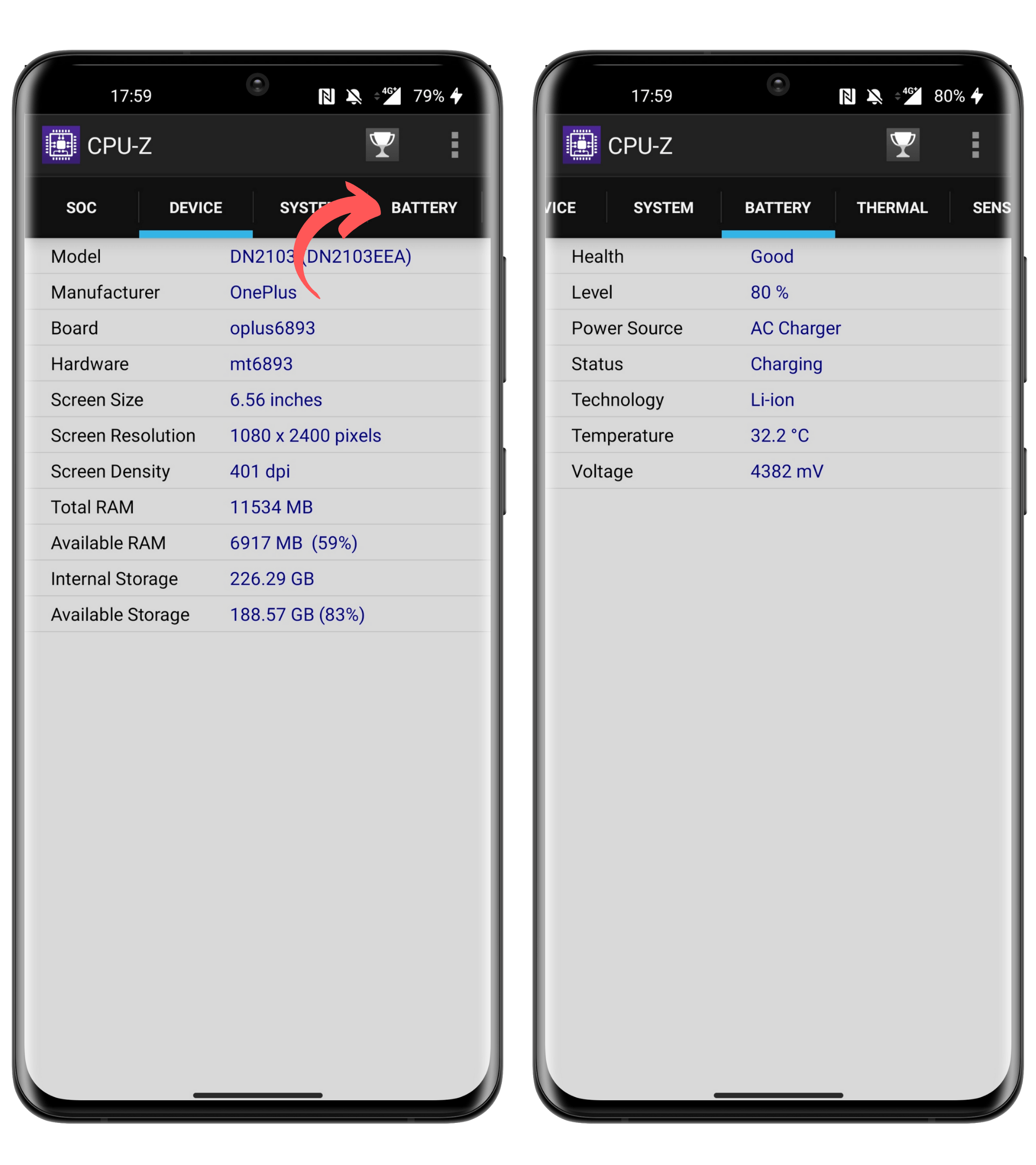 Vérifier batterie smartphone
