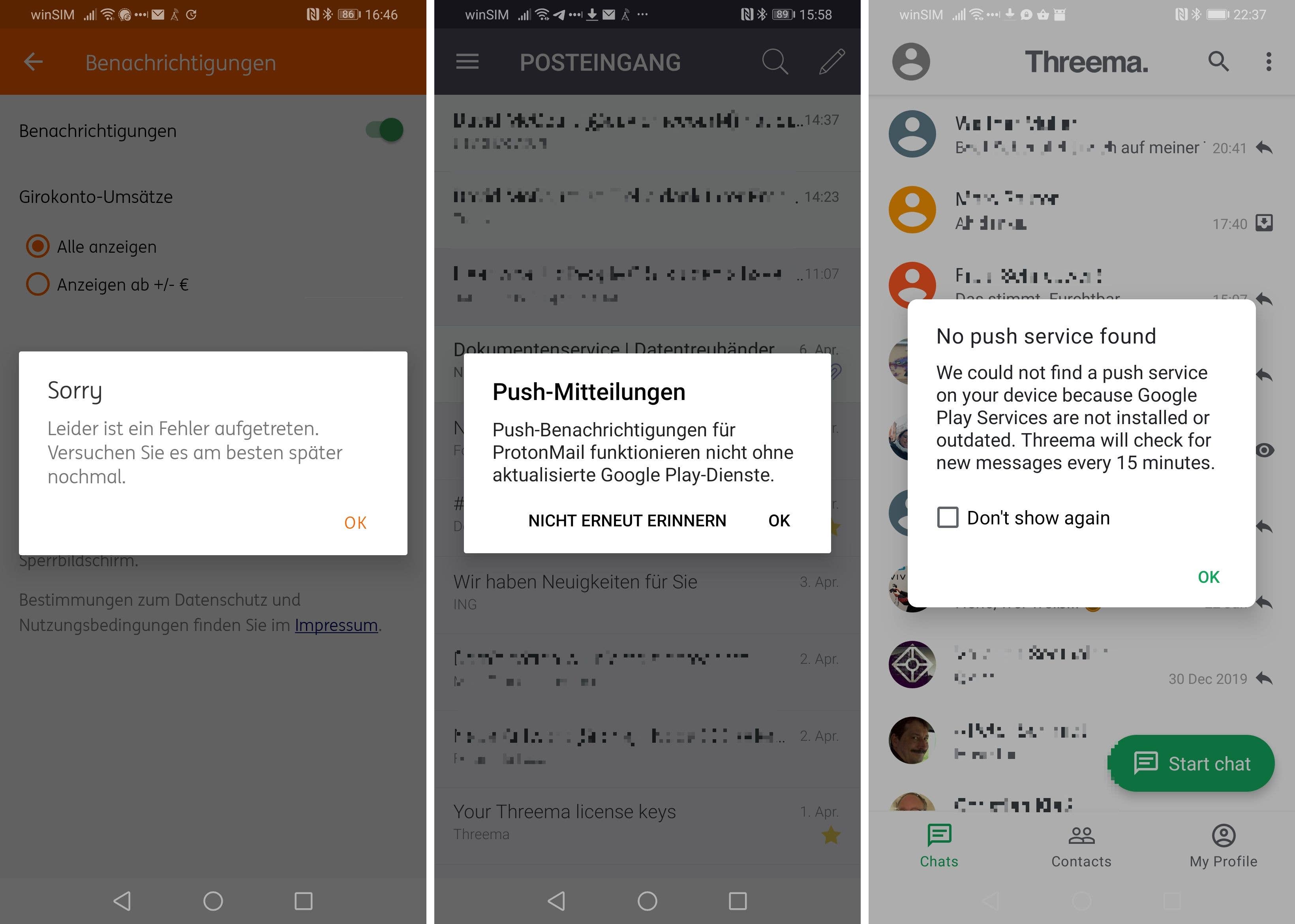 huawei wo google push error