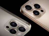 Un gros plan sur les modules photo des iPhone 16 Pro et 15 Pro