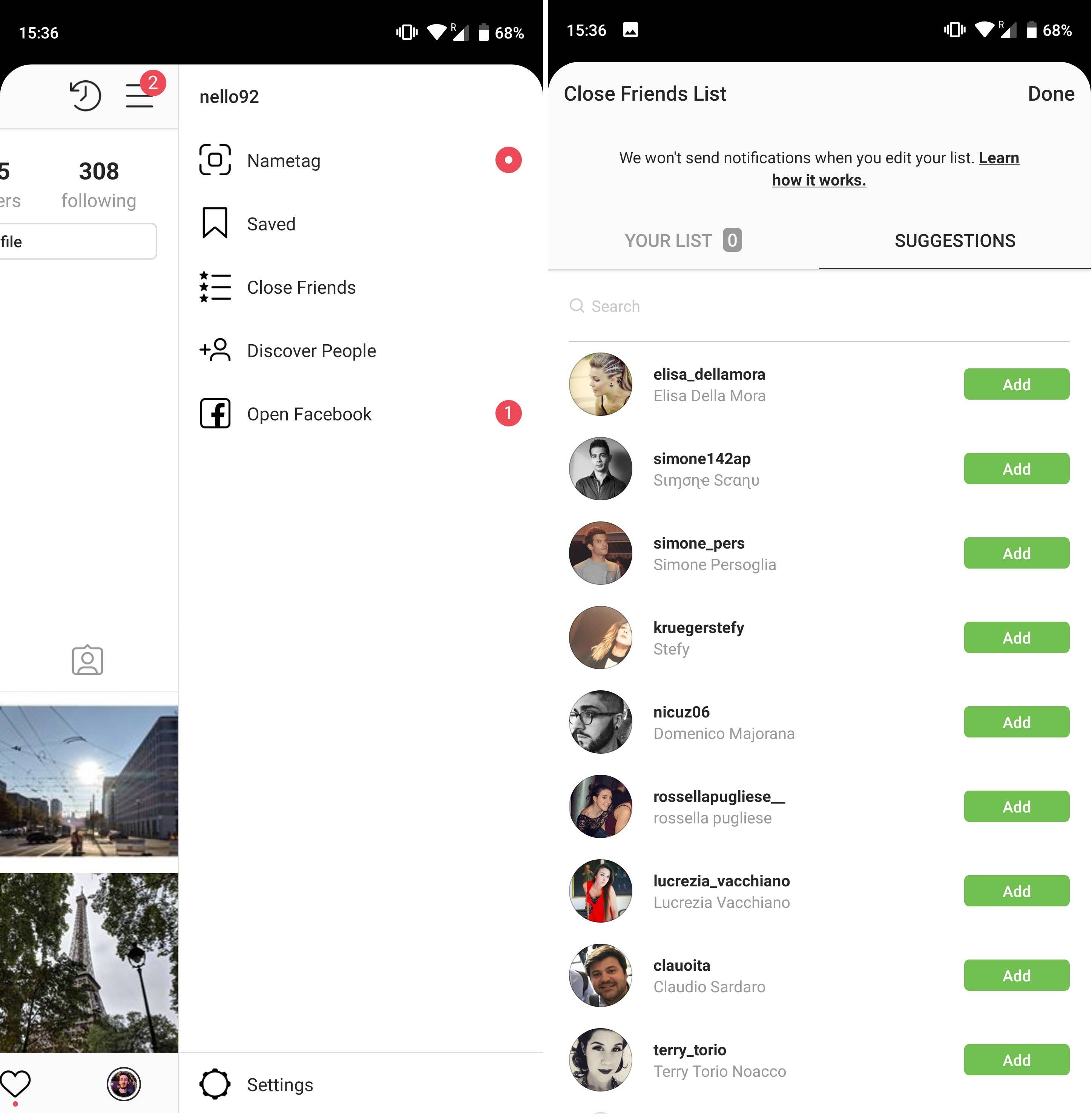 instagram close friends